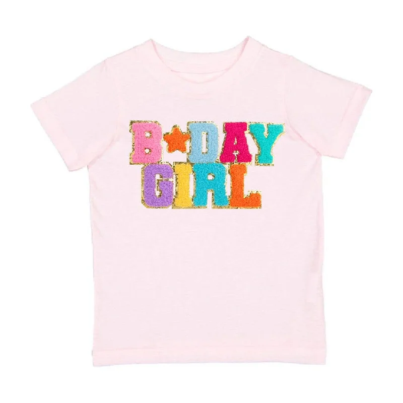 Birthday Girl Patch T-Shirt Lace Blend Ribbed Blend Corduroy Blend