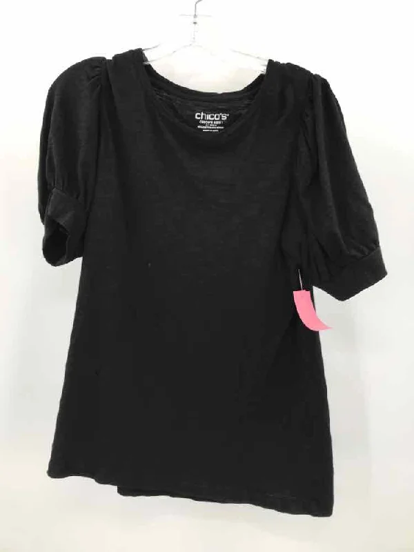 Pre-Owned Chico's Black Size Medium T-shirt Front Pockets Side Pockets Patch Pockets