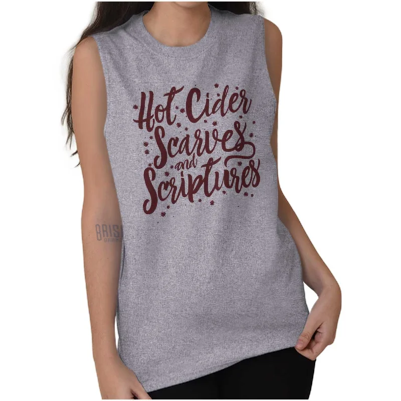 Cider Scarves Scriptures Sleeveless T Shirt Knit Fabric Woven Fabric Fleece Fabric