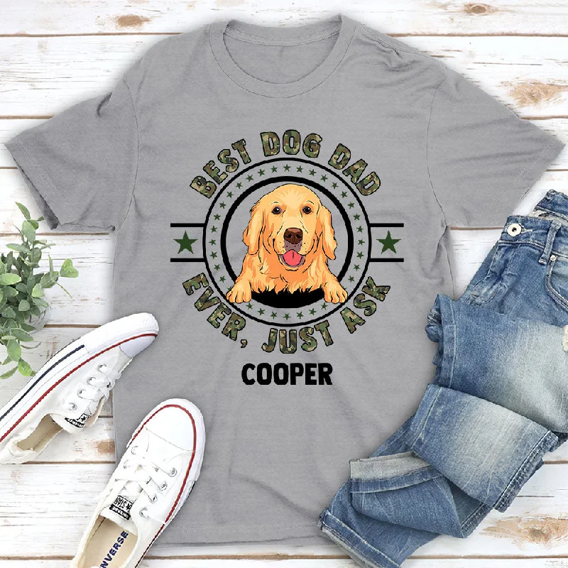 Circle Dog Dad - Personalized Custom Unisex T-shirt Striped Floral Plaid