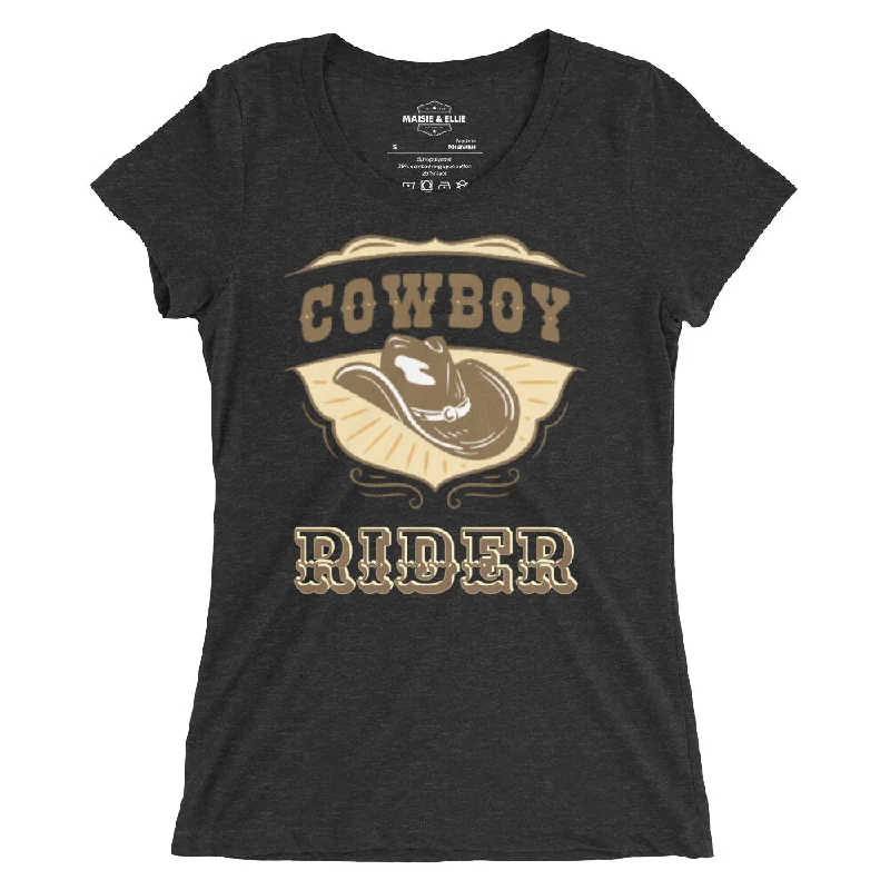 Cowboy Rider Women's Tri-Blend Slim Fit T-Shirt Mesh Blend Leather Blend Suede Blend