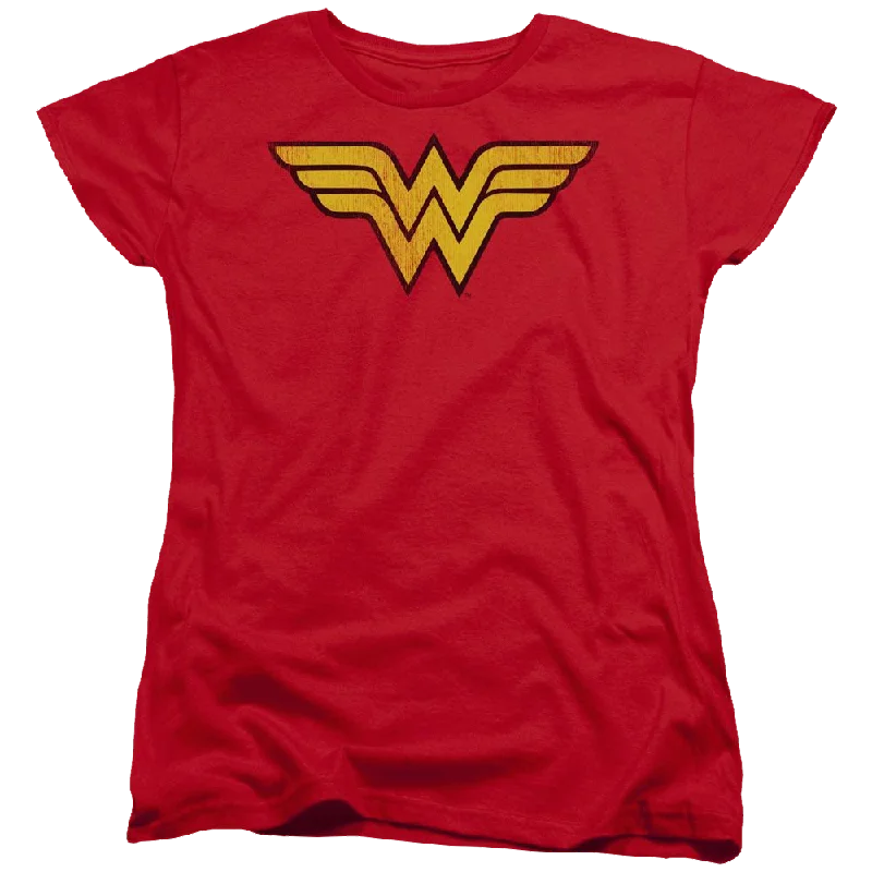 DC Comics Wonder Woman Logo Dist - Women's T-Shirt Lace Blend Ribbed Blend Corduroy Blend