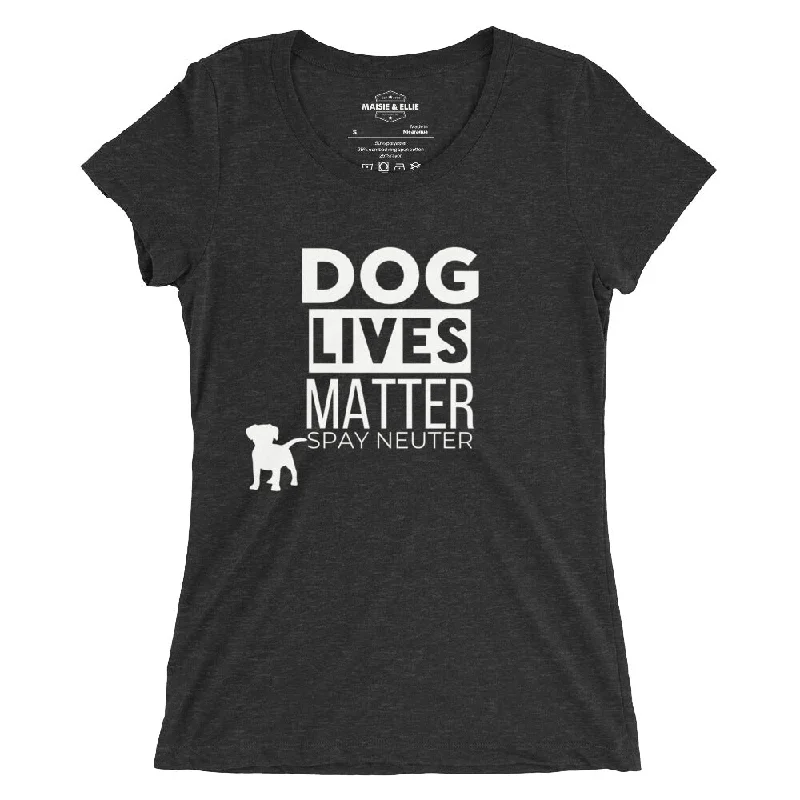 Dog Lives Matter Blanco Women's Tri-Blend Slim Fit T-Shirt Hooded Caped Shawl Collar