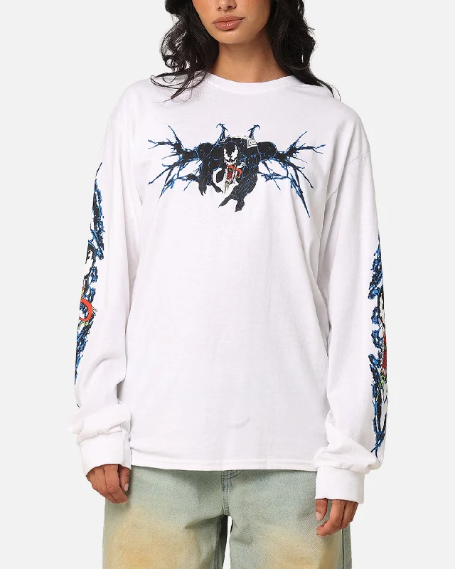 Goat Crew Marvel Spider-Man Y2K Venom Long Sleeve T-Shirt White Houndstooth Herringbone Solid