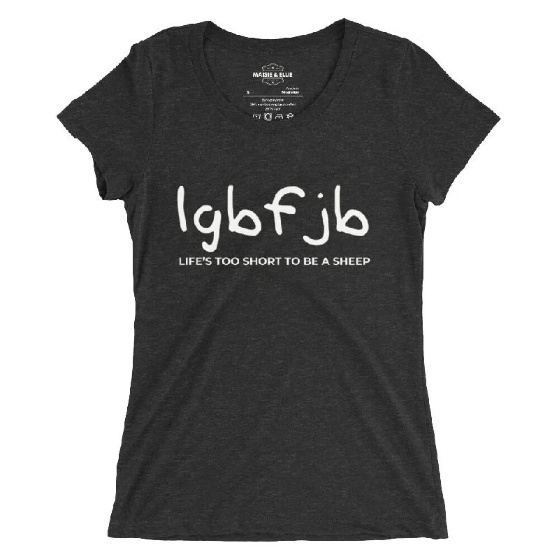 Let's Go B.... F*JB Blanco Women's Tri-Blend Slim Fit T-Shirt Real Fur Shearling Chenille