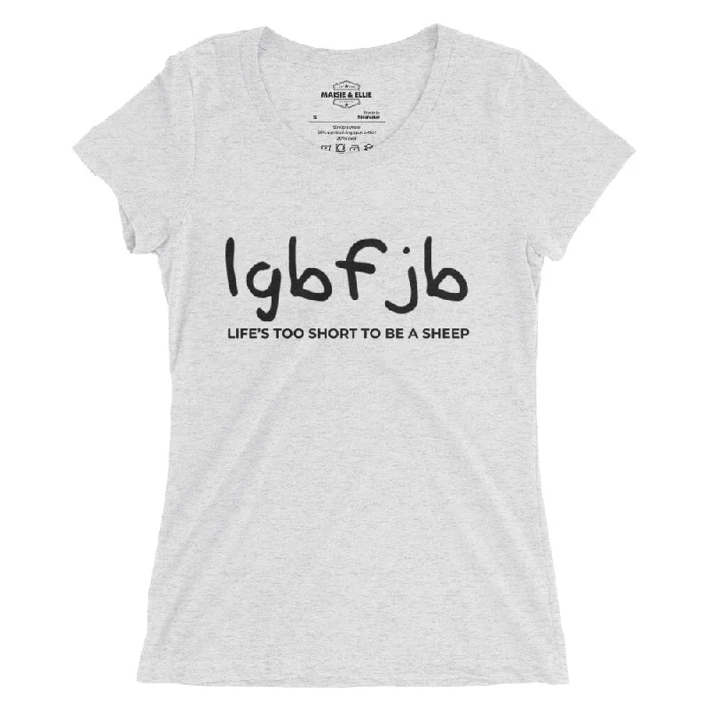 Let's Go B.... F*JB Kid Script Ngo Women's Tri-Blend Slim Fit T-Shirt Rayon Velvet Corduroy