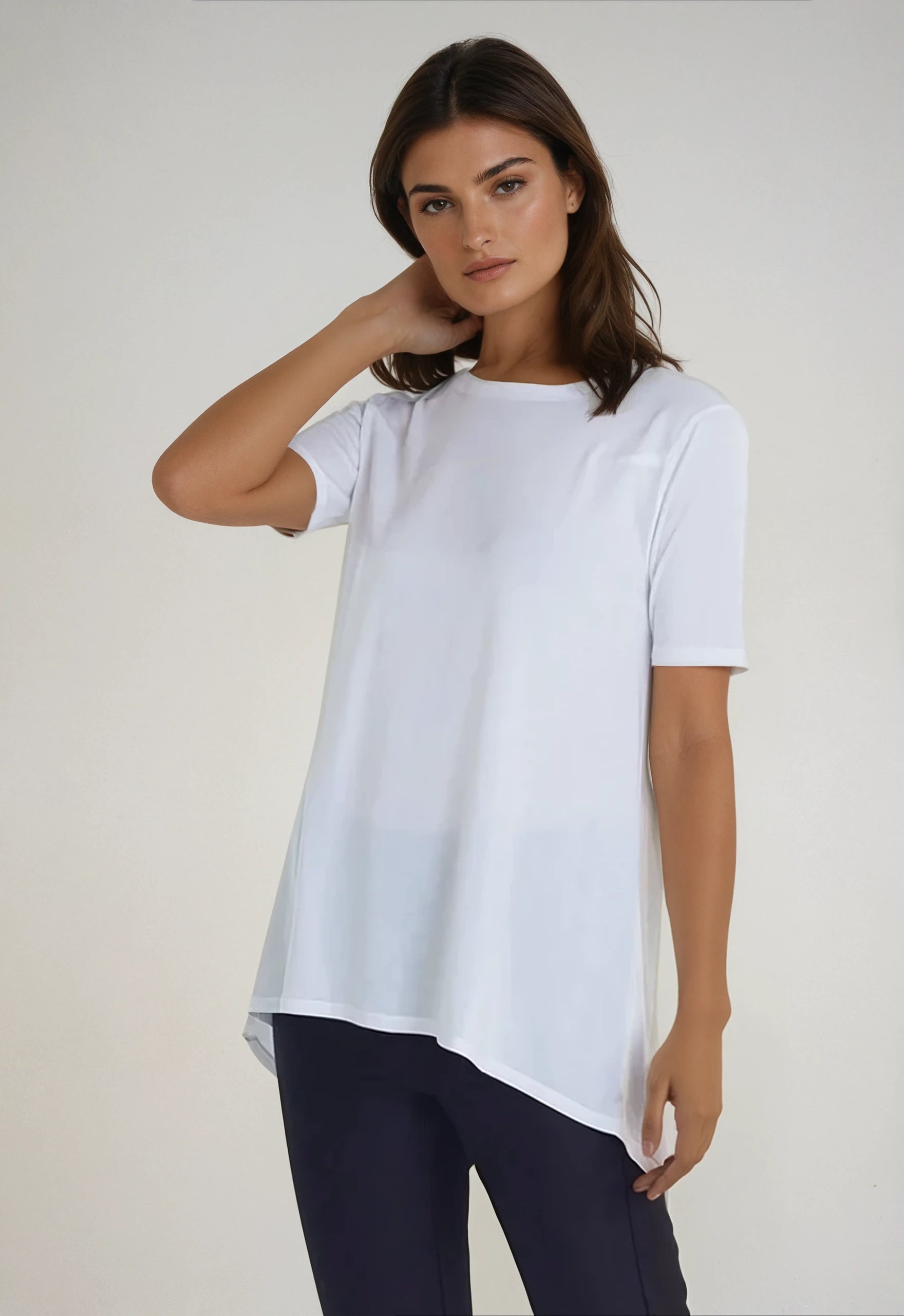 Long Weekend Tech T-Shirt Notch Collar Peter Pan Collar Cowl Neck