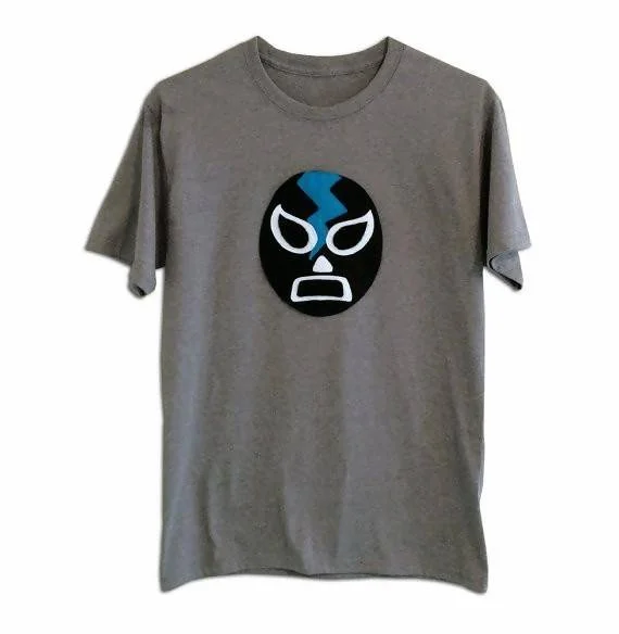 Luchador Negro Black Mexican Wrestler - Men's T-shirt Jersey Fabric Tulle Fabric Batik Fabric