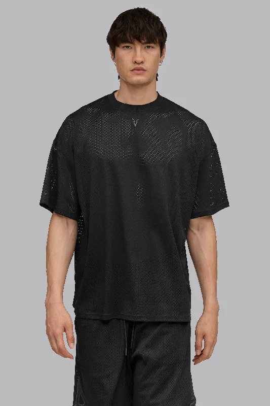 V_NET BASKETBALL T-SHIRT - Black Zippered Front Buttoned Front Snap Front