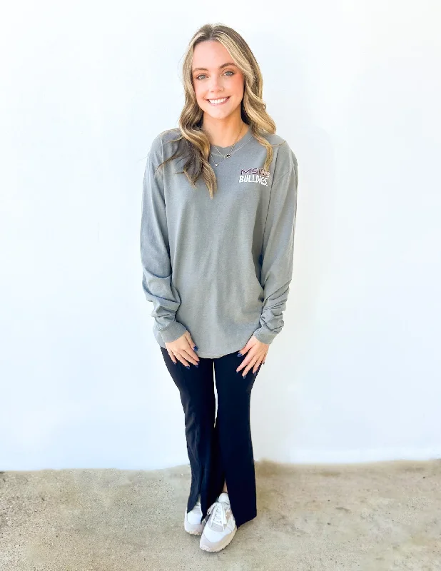 Mississippi State Bulldogs School Elements Stack LS Tee Satin Blend Silk Blend Wool Blend Mississippi State Bulldogs School Elements Stack LS Tee Satin Blend Silk Blend Wool Blend
