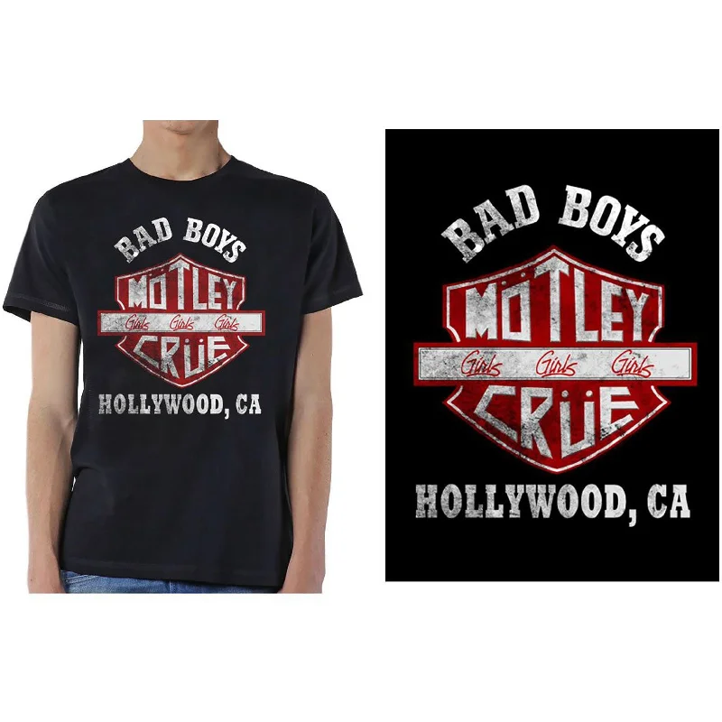 MOTLEY CRUE Attractive T-Shirt, Bad Boys Shield Casual Formal Business