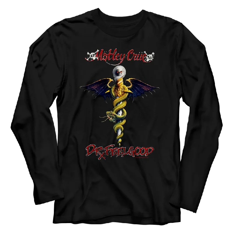 MOTLEY CRUE Eye-Catching Long Sleeve T-Shirt, Dr. FeelGood Chenille Blend Fleece Blend Nylon Blend