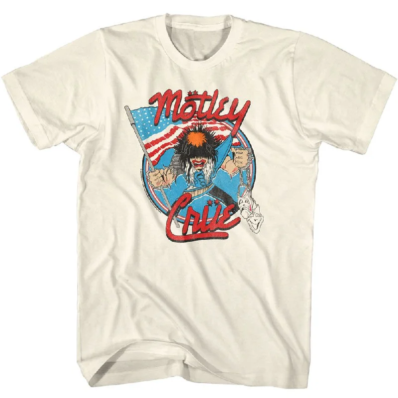 MOTLEY CRUE Eye-Catching T-Shirt, Allister With Us Flag Front Pockets Side Pockets Patch Pockets