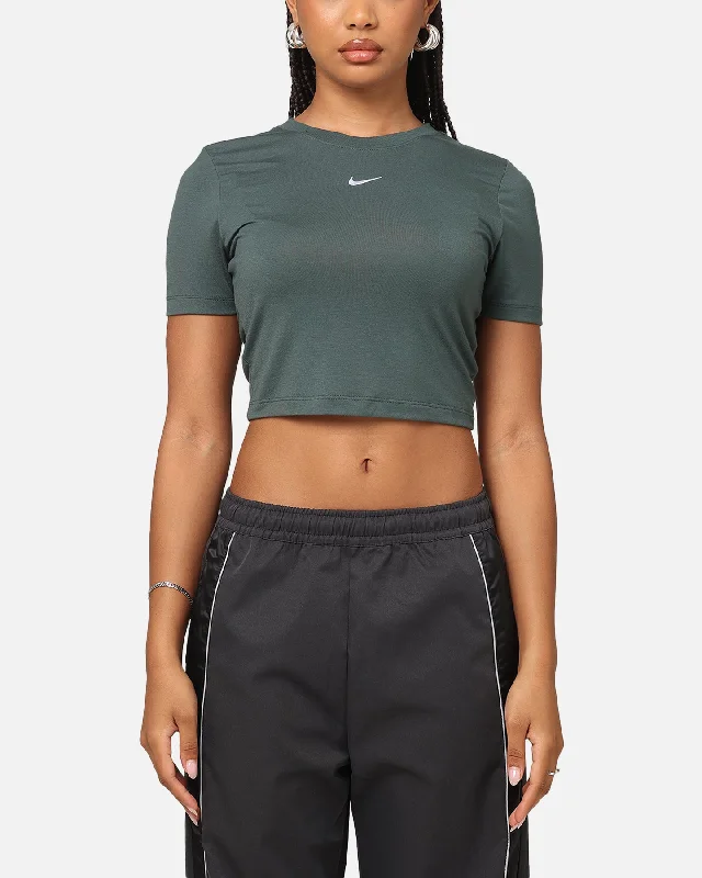 Nike Women's Sportswear Essential Slim Cropped T-Shirt Vintage Green/White Spandex Blend Rayon Blend Denim Blend