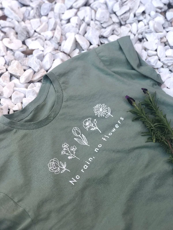 No Rain, No Flowers T-Shirt Ribbed T-Shirt High Neck Heavyweight