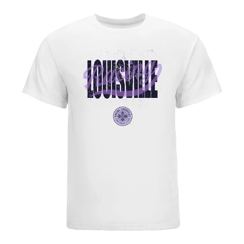 Unisex Racing Louisville Splatter White Tee Seamless Knitted Crochet