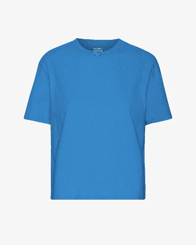 Organic Boxy Crop Tee - Pacific Blue Fleece Nylon Spandex