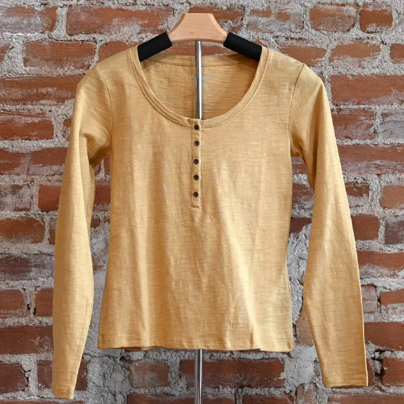 Pendleton Henley Tee Long Sleeve in Pale Gold Sequined Glittery Shiny