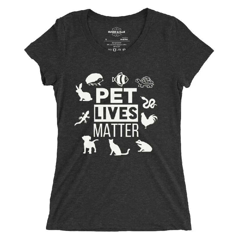 Pet Lives Matter Blanco Women's Tri-Blend Slim Fit T-Shirt Collared Crew Neck Turtle Neck