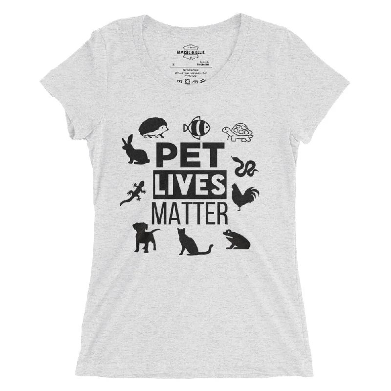 Pet Lives Matter Ngo Women's Tri-Blend Slim Fit T-Shirt Embroidered Appliqued Beaded