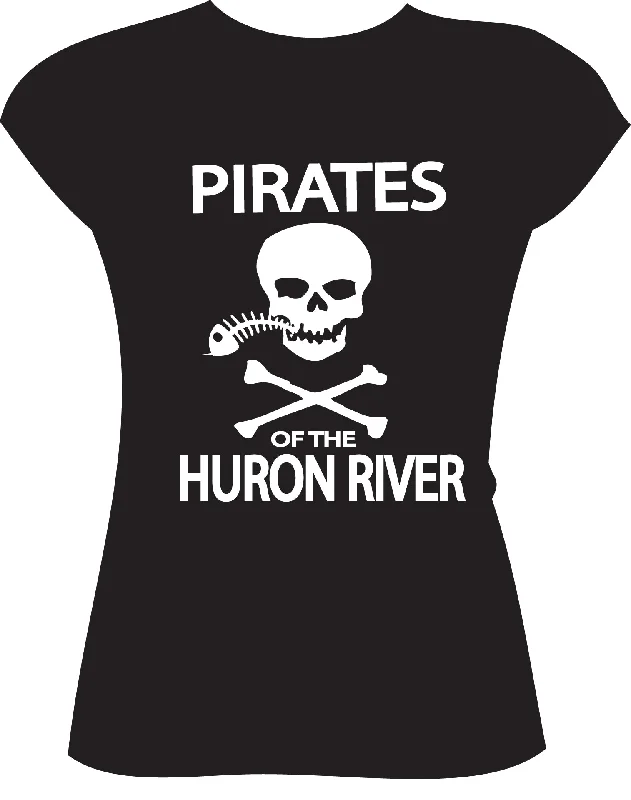 Pirates Of The Huron River Women's T-Shirt Notch Collar Peter Pan Collar Cowl Neck