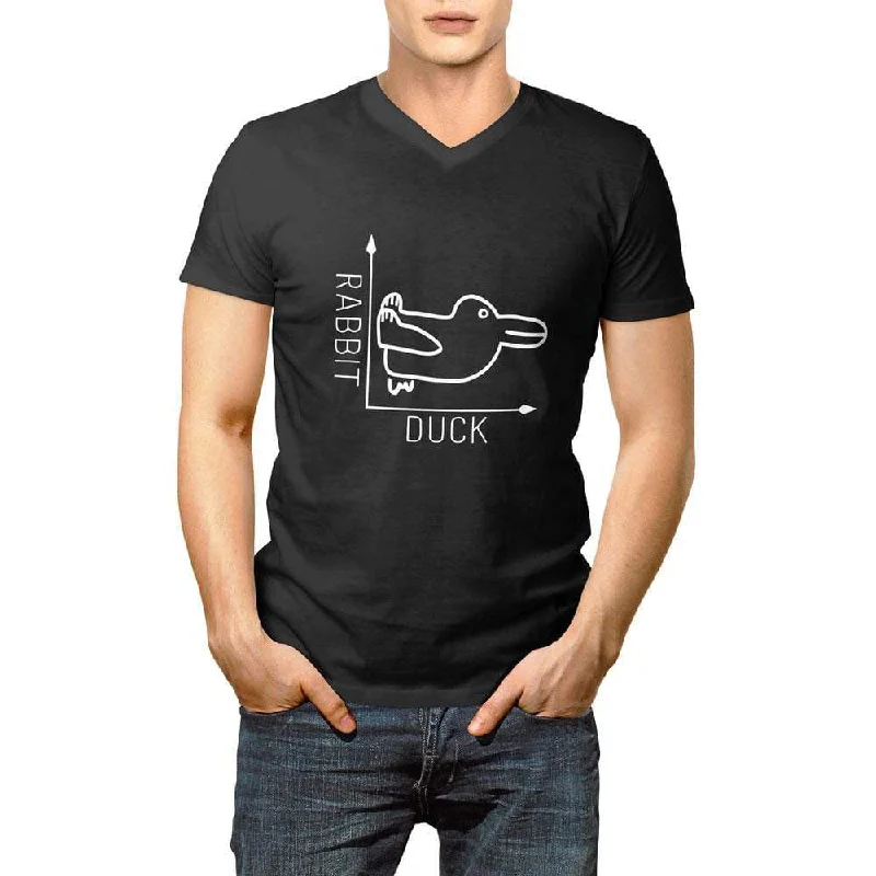 Rabbit-Duck - Front and Back print - Unisex V-Neck T-Shirt Fashionable Trendy Casual