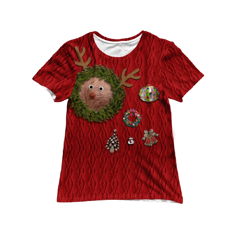 Reindeer Nipple Women's Tee Terry Blend Velvet Blend Canvas Blend