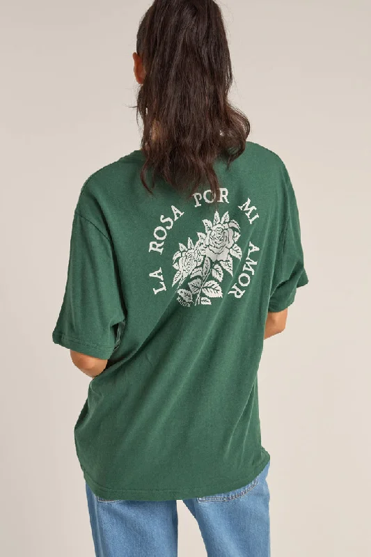 Rhythm La Rosa Oversized T-Shirt - GREEN Hooded Caped Shawl Collar