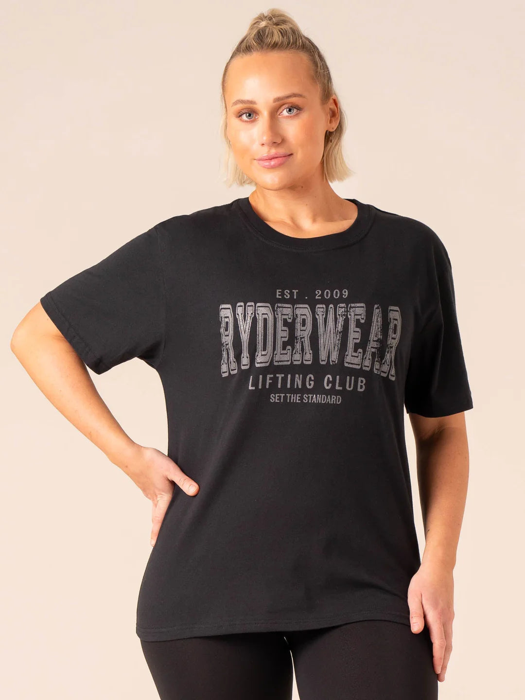 Ryderwear | Grit Oversized T-Shirt - Black V-Neck T-Shirt Long Sleeve Cotton