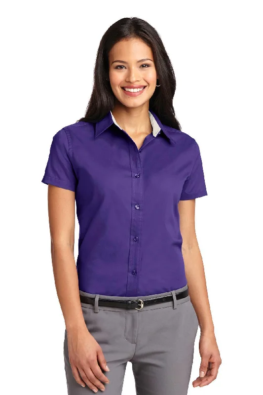 Port Authority Ladies Short Sleeve Easy Care  Shirt.  L508 Zippered Front Buttoned Front Snap Front