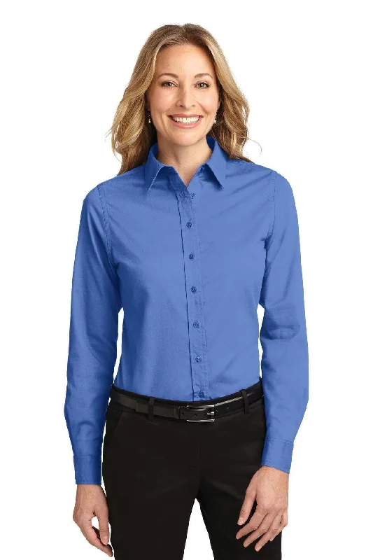 Port Authority Ladies Long Sleeve Easy Care Shirt.  L608 Houndstooth Herringbone Solid