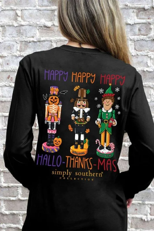 Simply Southern Long Sleeve Happy Everything T-Shirt for Women in Black | LS-EVERYTHING-BLACK Welt Pockets Slit Pockets