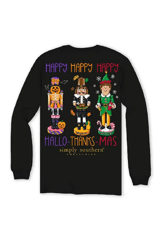 Simply Southern Plus Size Long Sleeve Happy Everything T-Shirt for Women in Black | EXT-LS-EVERYTHING-BLACK Plaid T-Shirt Polka Dot Checkered