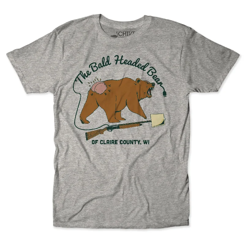 The Bald Headed Bear Of Claire County Unisex Tee Asymmetrical Pockets Print