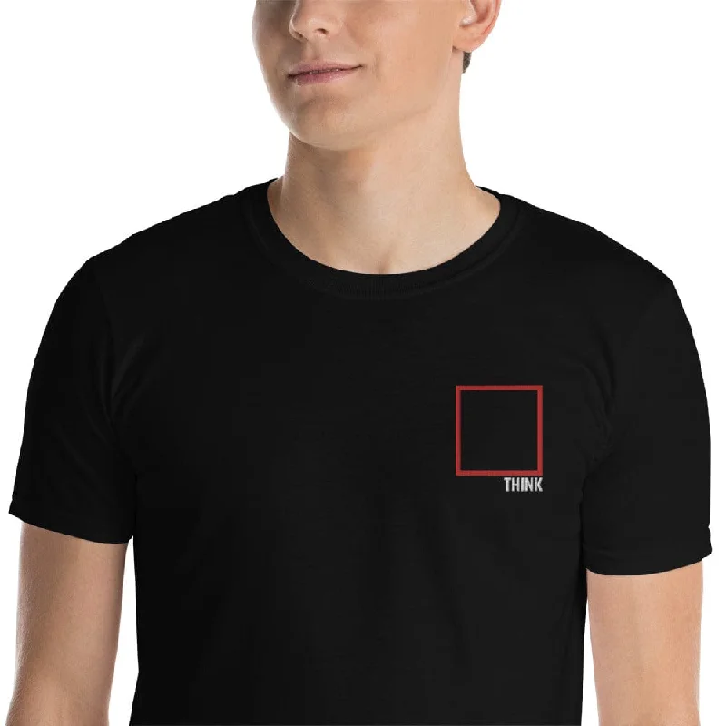 Think Outside the Box - Embroidered - Premium T-Shirt Spandex Blend Rayon Blend Denim Blend Think Outside the Box - Embroidered - Premium T-Shirt Spandex Blend Rayon Blend Denim Blend