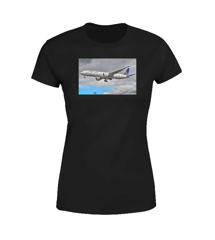 United Airways Boeing 777 Designed Women T-Shirts Chenille Blend Fleece Blend Nylon Blend