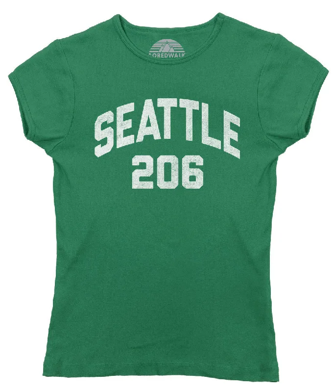 Women's Seattle 206 Area Code T-Shirt Fitted T-Shirt Seamless Stretchy