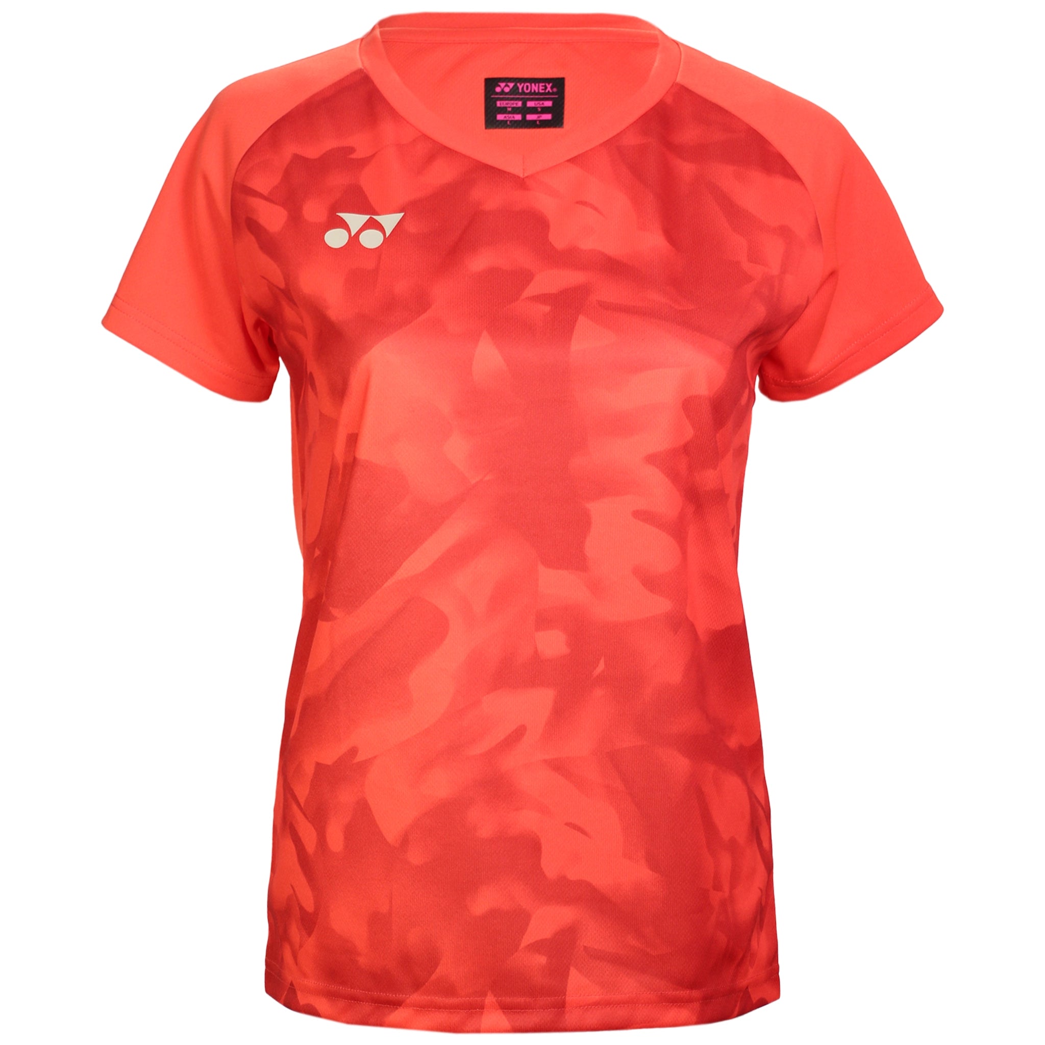 Yonex Lady's Team Shirt YW0033 Pearl Red Collared T-Shirt Boat Neck A-Line