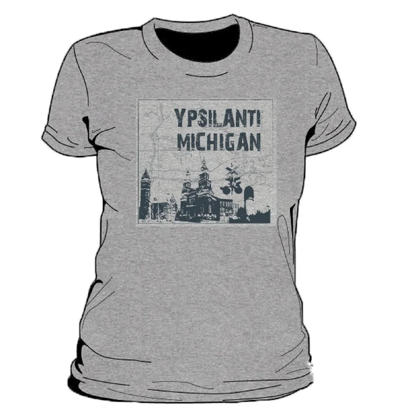 Ypsilanti Michigan Map Women's T-Shirt Lace Blend Ribbed Blend Corduroy Blend