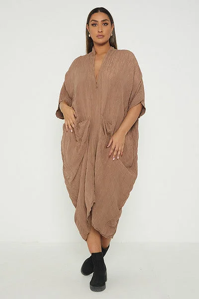 One Size V Neck Gathered Tunic Maxi Dress Classic Tulle Maxi Dress