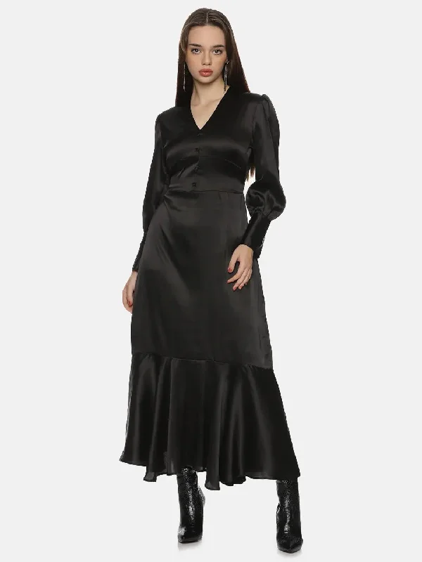 Black Vintage Maxi Dress-17288 Chic Off-Shoulder Maxi Dress