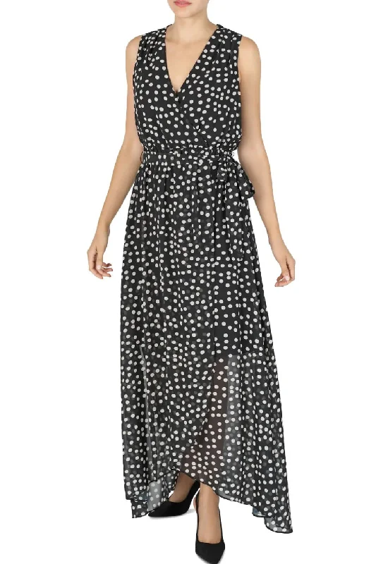 Donna Ricco V-Neck Hi-Low Maxi Dress Elegant Lace Maxi Dress