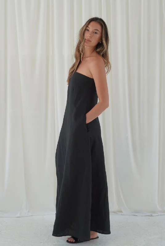 Easy Strapless Maxi Dress - Black Comfortable Cotton Maxi Dress