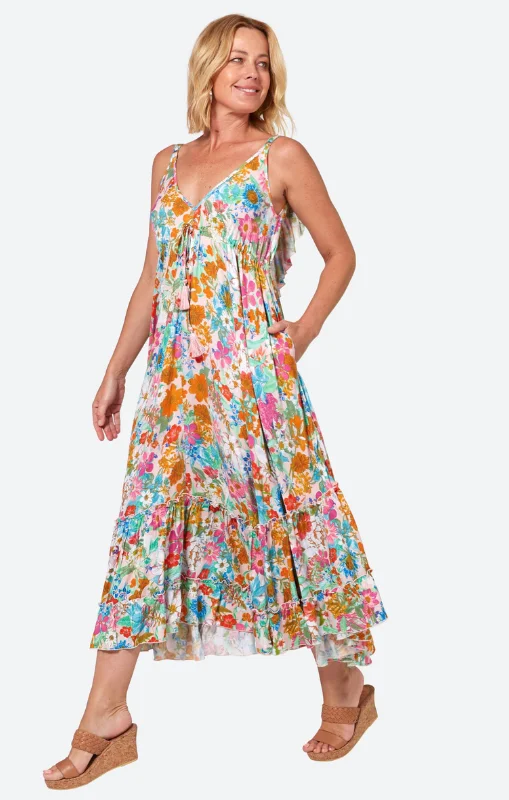 Eb & Ive - Esprit Tank Maxi Dress - Pink Flourish - last one Stylish A-Line Maxi Dress