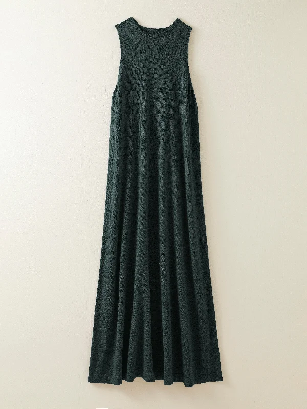 Eden Fine Wool Maxi Dress in Forest Stylish Long Sleeve Maxi Dress