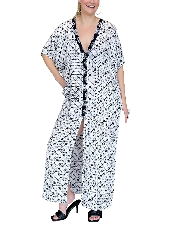 KAI Dolman Short Sleeve Button Down Maxi Dress Trendy Maxi Dress with Straps