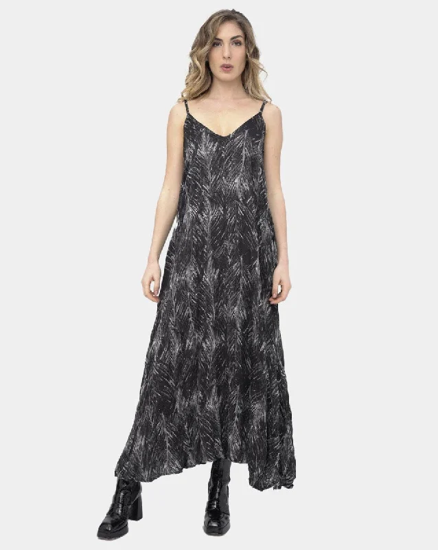 Ruffle Leaf Print Maxi Dress Elegant Boho Maxi Dress