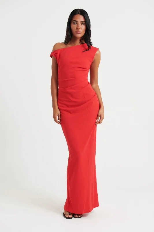 Mika Maxi Dress Cherry Comfortable Maxi Dress with Slits