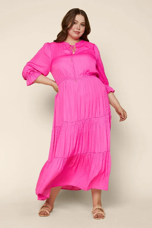 Mila Maxi Dress in Bubblegum Trendy Maxi Dress with Bow