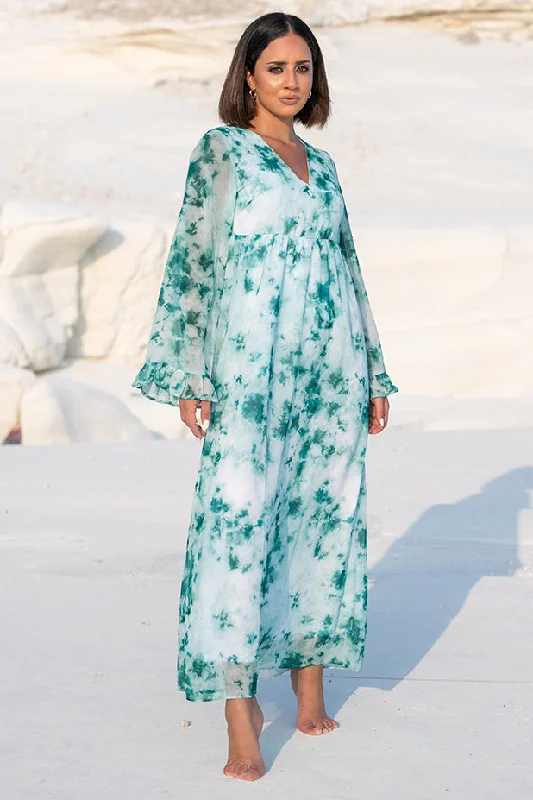 NA-KD – Tie Dye Maxi Dress Green Cozy Knit Maxi Dress